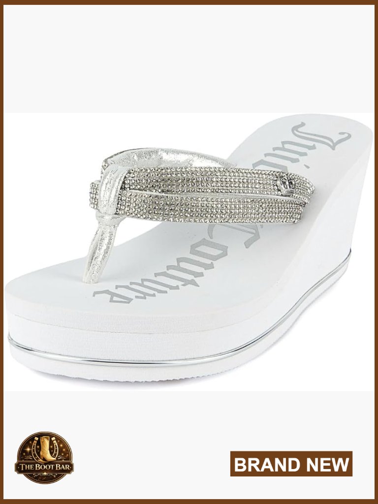 Jeweled Platform Wedge Flip Flop Sandals, Lightweight Eva Thong Slides, Beach &